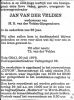 Overlijden Jan van der Velden 1976